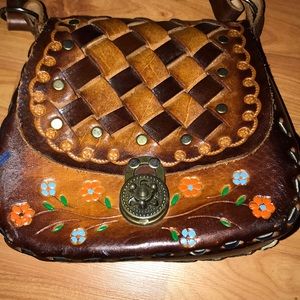 Leather Vintage Hand Stitched Purse